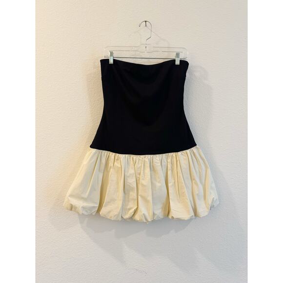 Lovers and Friends Strapless Bubble Mini Dress Black Ivory Size Large - Picture 2 of 7